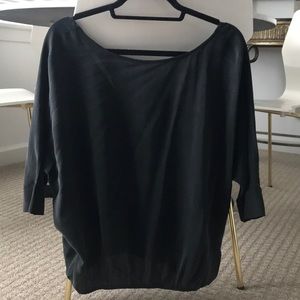 Joie draped black silk top